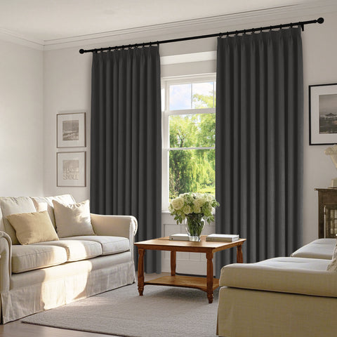 1041 100% Blackout Soft Chenille Linen Blend Curtain Pinch Pleat