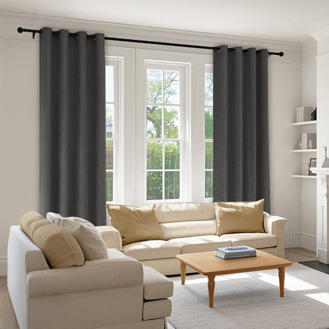 1041 100% Blackout Soft Chenille Linen Blend Curtain Grommet & 4 IN 1