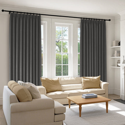 1041 100% Blackout Soft Chenille Linen Blend Curtain Pinch Pleat