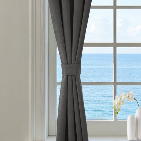 1041 100% Blackout Soft Chenille Linen Blend Curtain Pinch Pleat