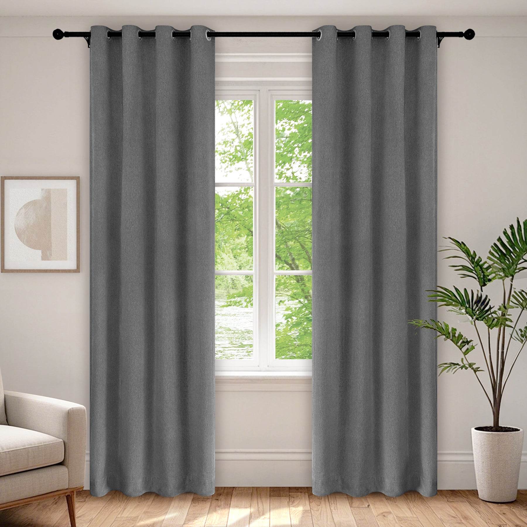 1041 100% Blackout Soft Chenille Linen Blend Curtain Grommet & 4 IN 1 - Cololeaf