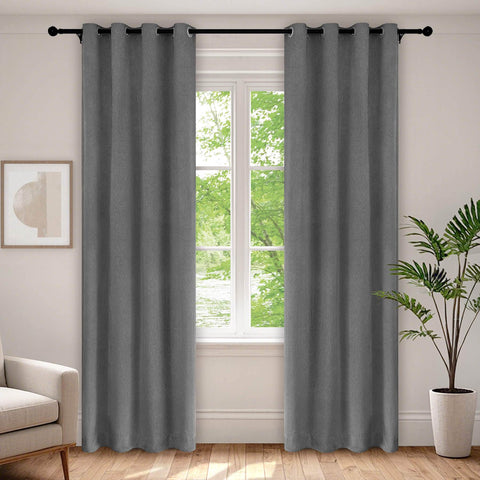 1041 100% Blackout Soft Chenille Linen Blend Curtain Grommet & 4 IN 1 - Cololeaf -- #1 White