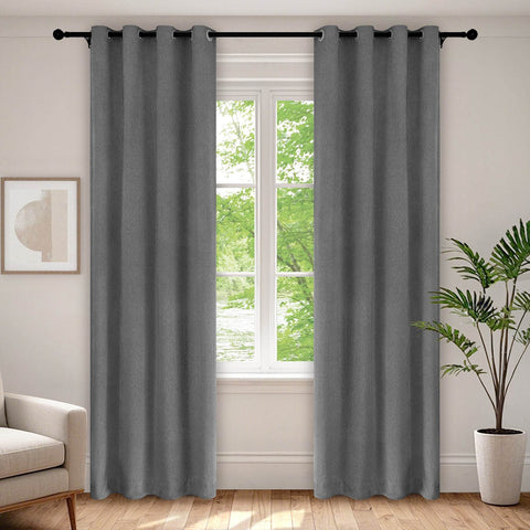 1041 100% Blackout Soft Chenille Linen Blend Curtain Grommet & 4 IN 1 - Cololeaf