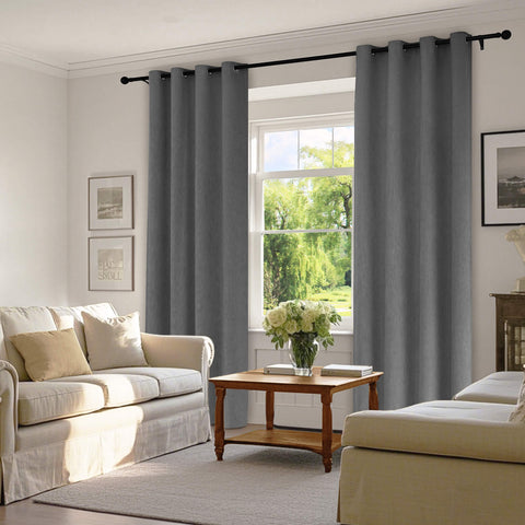 1041 100% Blackout Soft Chenille Linen Blend Curtain Grommet & 4 IN 1 (1 Panel)