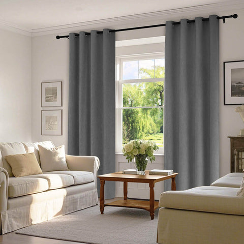 1041 100% Blackout Soft Chenille Linen Blend Curtain Grommet & 4 IN 1 - Cololeaf -- #1 White