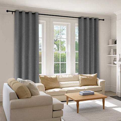 1041 100% Blackout Soft Chenille Linen Blend Curtain Grommet & 4 IN 1 (1 Panel)