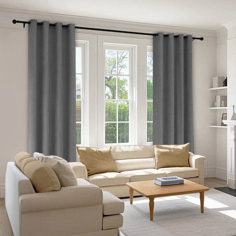 1041 100% Blackout Soft Chenille Linen Blend Curtain Grommet & 4 IN 1 - Cololeaf