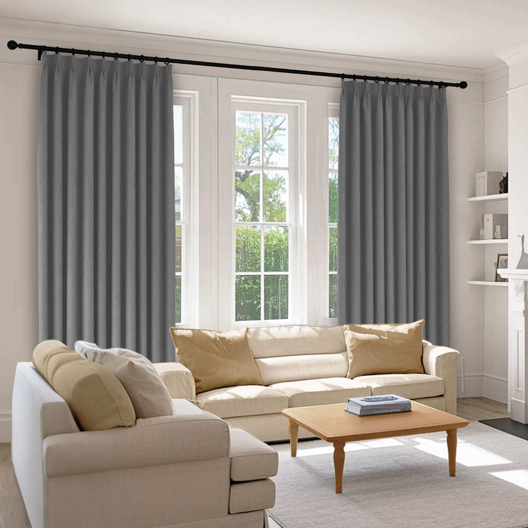 1041 100% Blackout Soft Chenille Linen Blend Curtain Pinch Pleat - Cololeaf -- #1 White