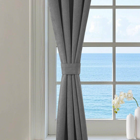 1041 100% Blackout Soft Chenille Linen Blend Curtain Pinch Pleat - Cololeaf -- #1 White