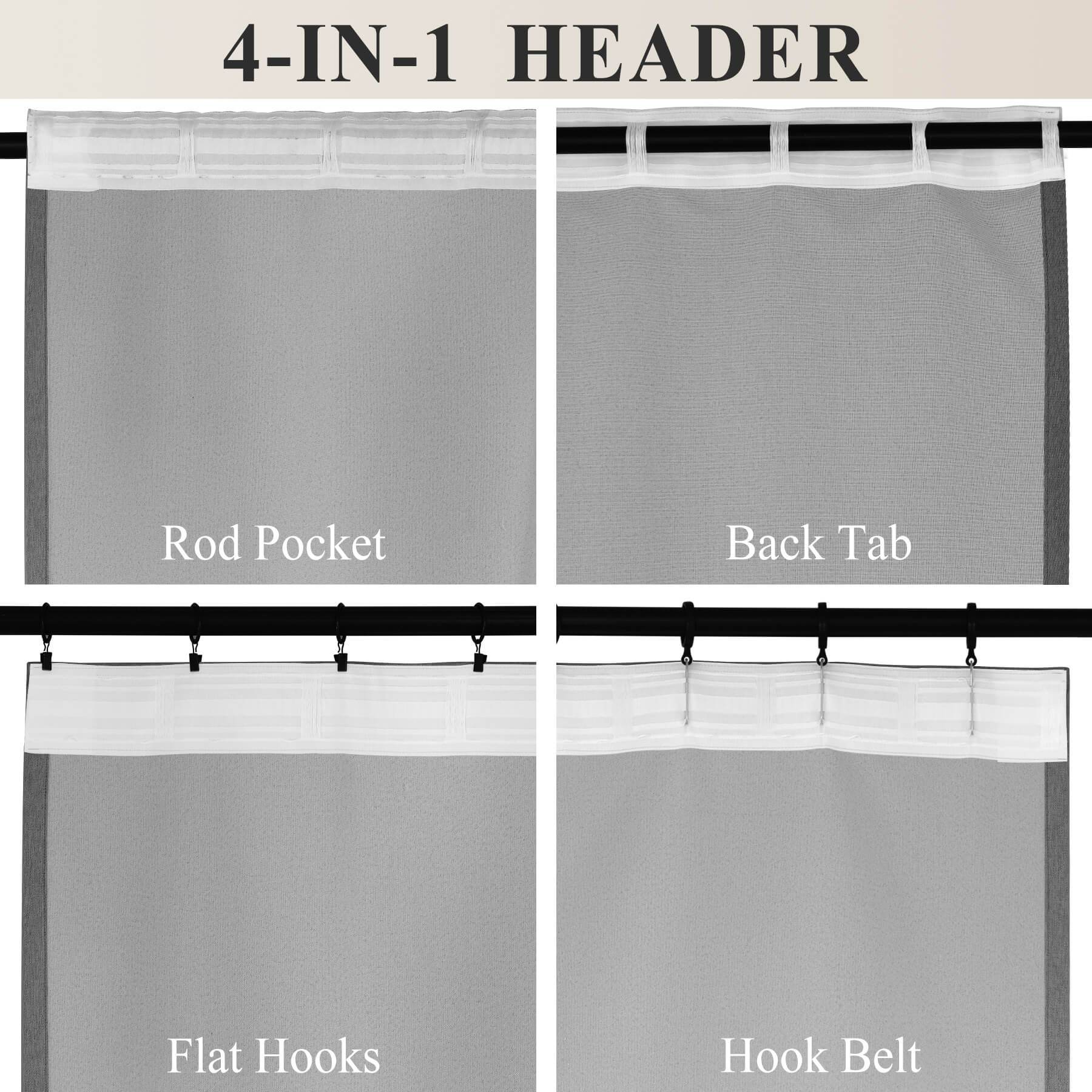 1041 100% Blackout Soft Chenille Linen Blend Curtain Grommet & 4 IN 1 - Cololeaf -- #1 White