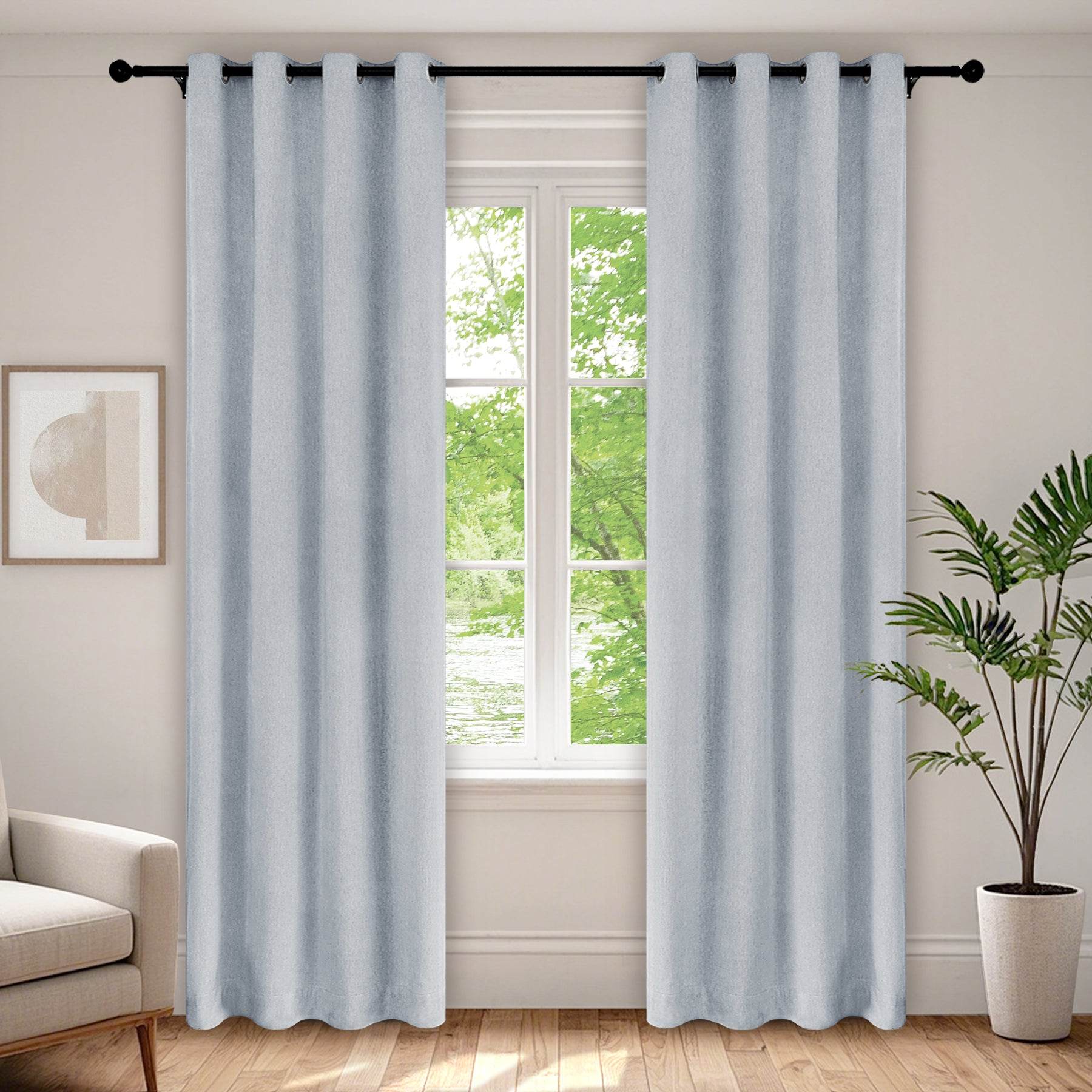 1041 100% Blackout Soft Chenille Linen Blend Curtain Grommet & 4 IN 1 - Cololeaf