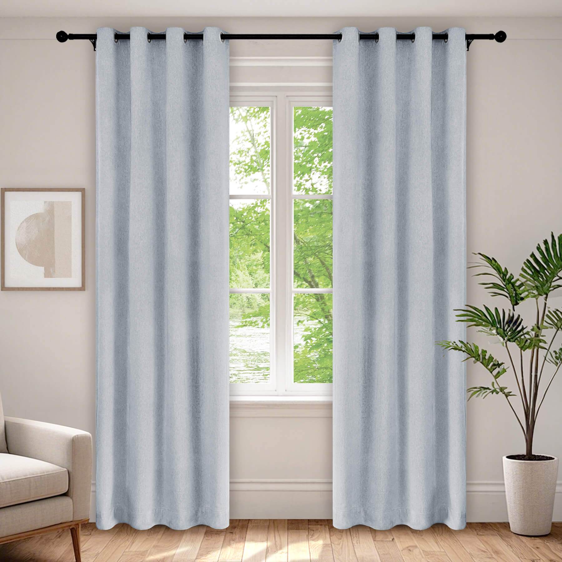 1041 100% Blackout Soft Chenille Linen Blend Curtain Grommet & 4 IN 1 - Cololeaf -- #1 White