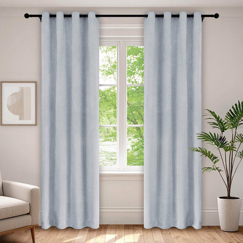 1041 100% Blackout Soft Chenille Linen Blend Curtain Grommet & 4 IN 1 - Cololeaf -- #1 White