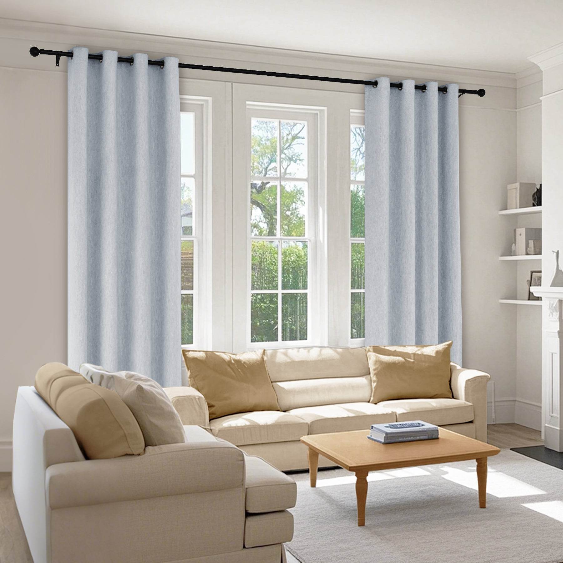 1041 100% Blackout Soft Chenille Linen Blend Curtain Grommet & 4 IN 1 - Cololeaf