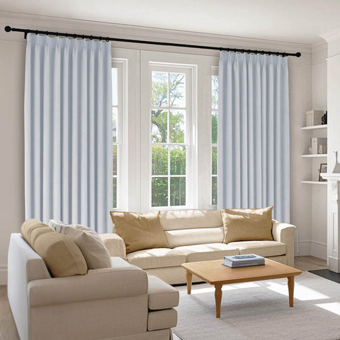 1041 100% Blackout Soft Chenille Linen Blend Curtain Pinch Pleat - Cololeaf -- #1 White