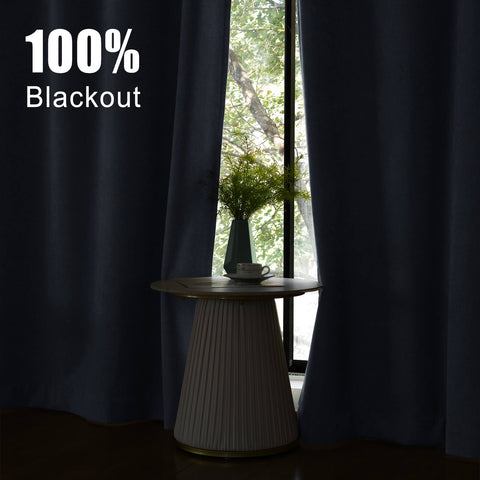 1041 100% Blackout Soft Chenille Linen Blend Curtain Grommet & 4 IN 1 (1 Panel)