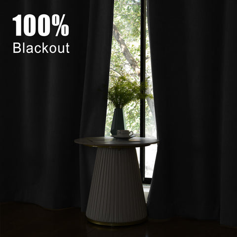 1041 100% Blackout Soft Chenille Linen Blend Curtain Grommet & 4 IN 1 (1 Panel)