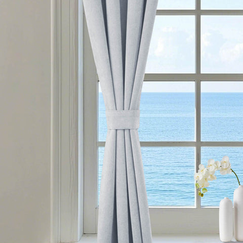 1041 100% Blackout Soft Chenille Linen Blend Curtain Pinch Pleat - Cololeaf -- #1 White