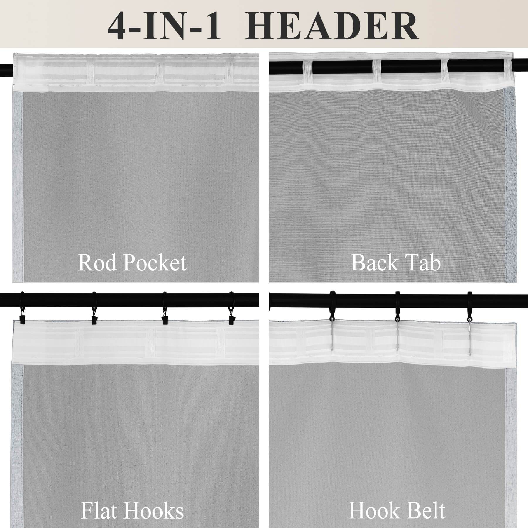1041 100% Blackout Soft Chenille Linen Blend Curtain Grommet & 4 IN 1 - Cololeaf -- #1 White