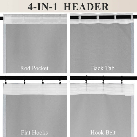 1041 100% Blackout Soft Chenille Linen Blend Curtain Grommet & 4 IN 1 - Cololeaf -- #1 White