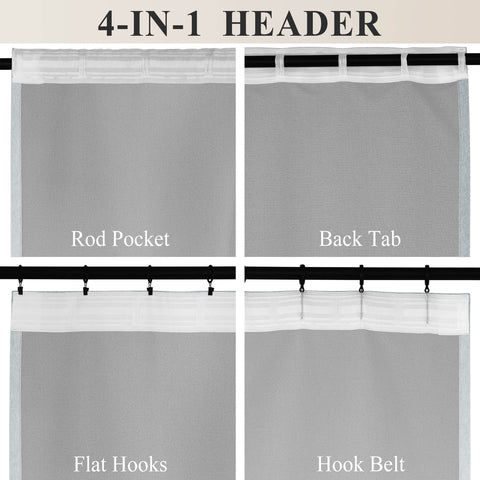 1041 100% Blackout Soft Chenille Linen Blend Curtain Grommet & 4 IN 1 (1 Panel)