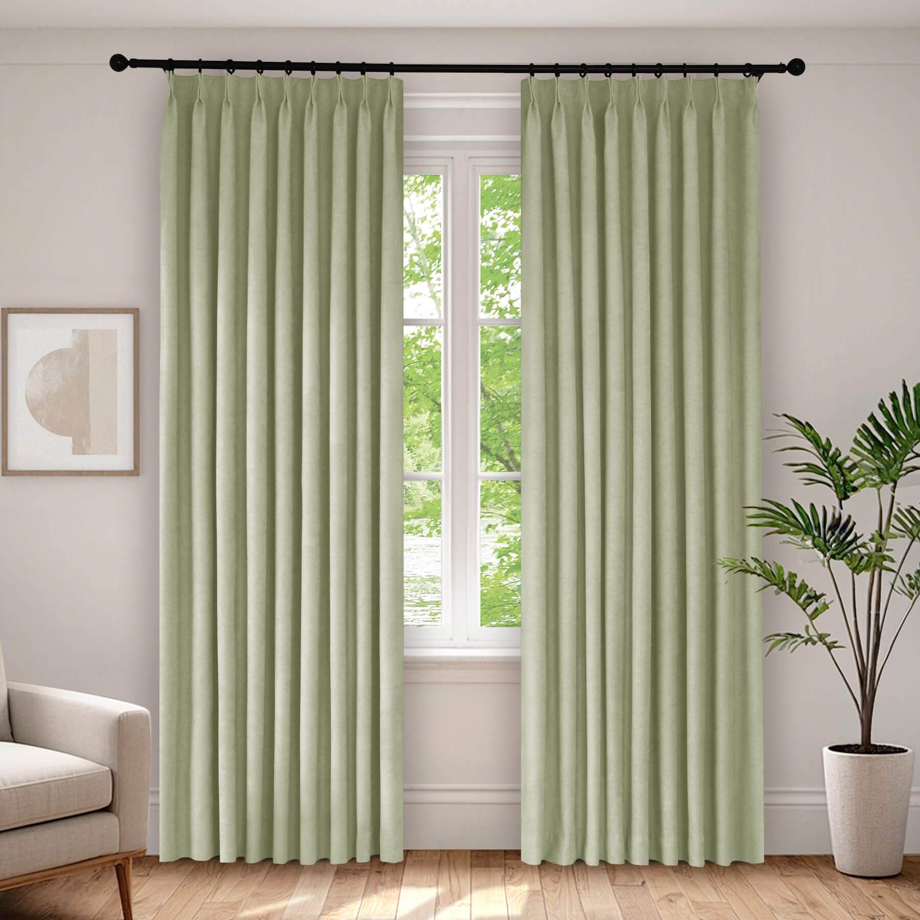 1041 100% Blackout Soft Chenille Linen Blend Curtain Pinch Pleat - Cololeaf -- #1 White