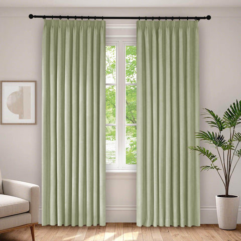 1041 100% Blackout Soft Chenille Linen Blend Curtain Pinch Pleat - Cololeaf -- #1 White