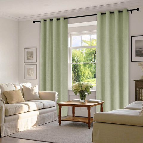 1041 100% Blackout Soft Chenille Linen Blend Curtain Grommet & 4 IN 1 - Cololeaf -- #1 White