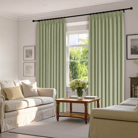 1041 100% Blackout Soft Chenille Linen Blend Curtain Pinch Pleat - Cololeaf -- #1 White