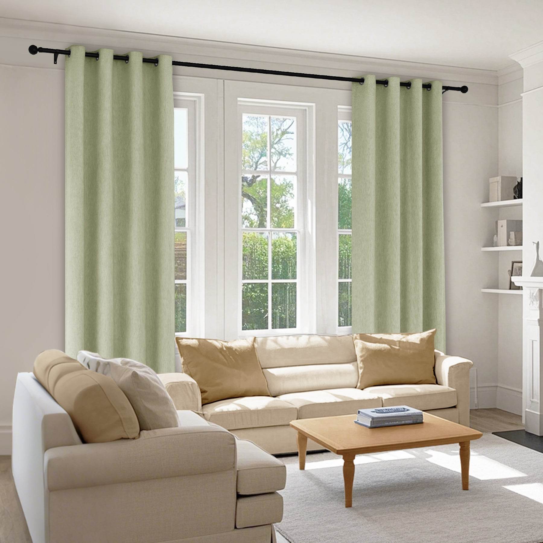 1041 100% Blackout Soft Chenille Linen Blend Curtain Grommet & 4 IN 1 - Cololeaf