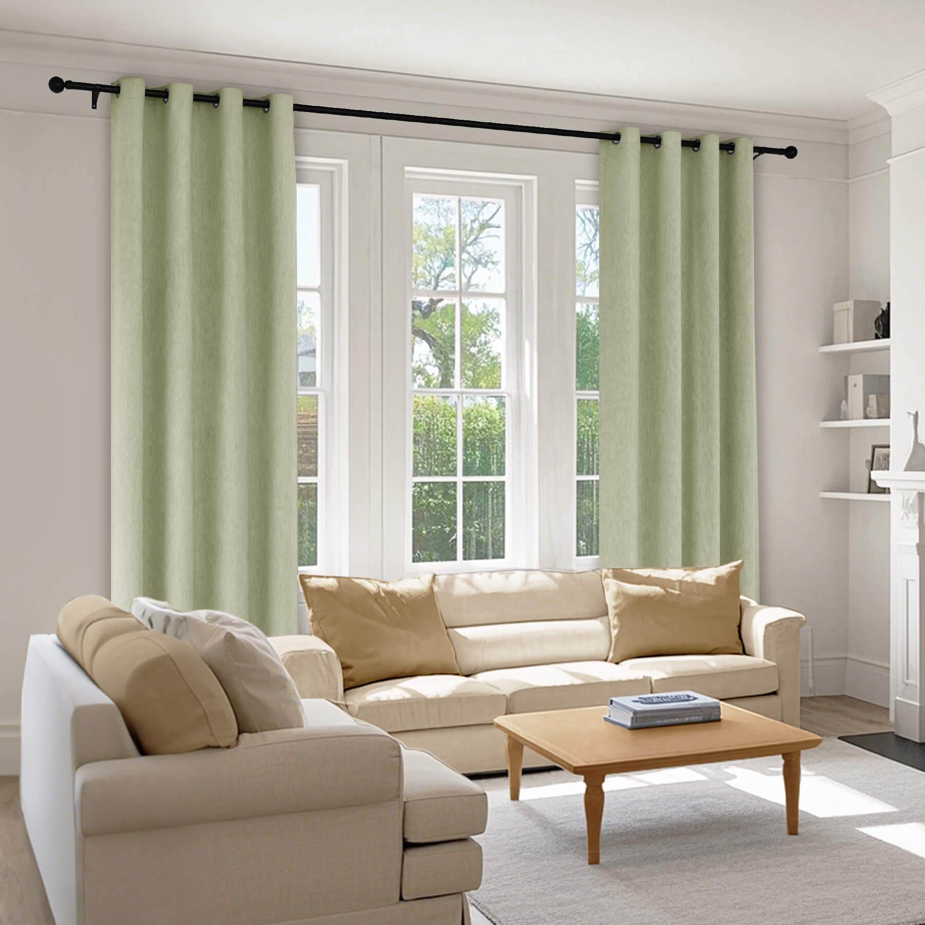 1041 100% Blackout Soft Chenille Linen Blend Curtain Grommet & 4 IN 1 - Cololeaf -- #1 White