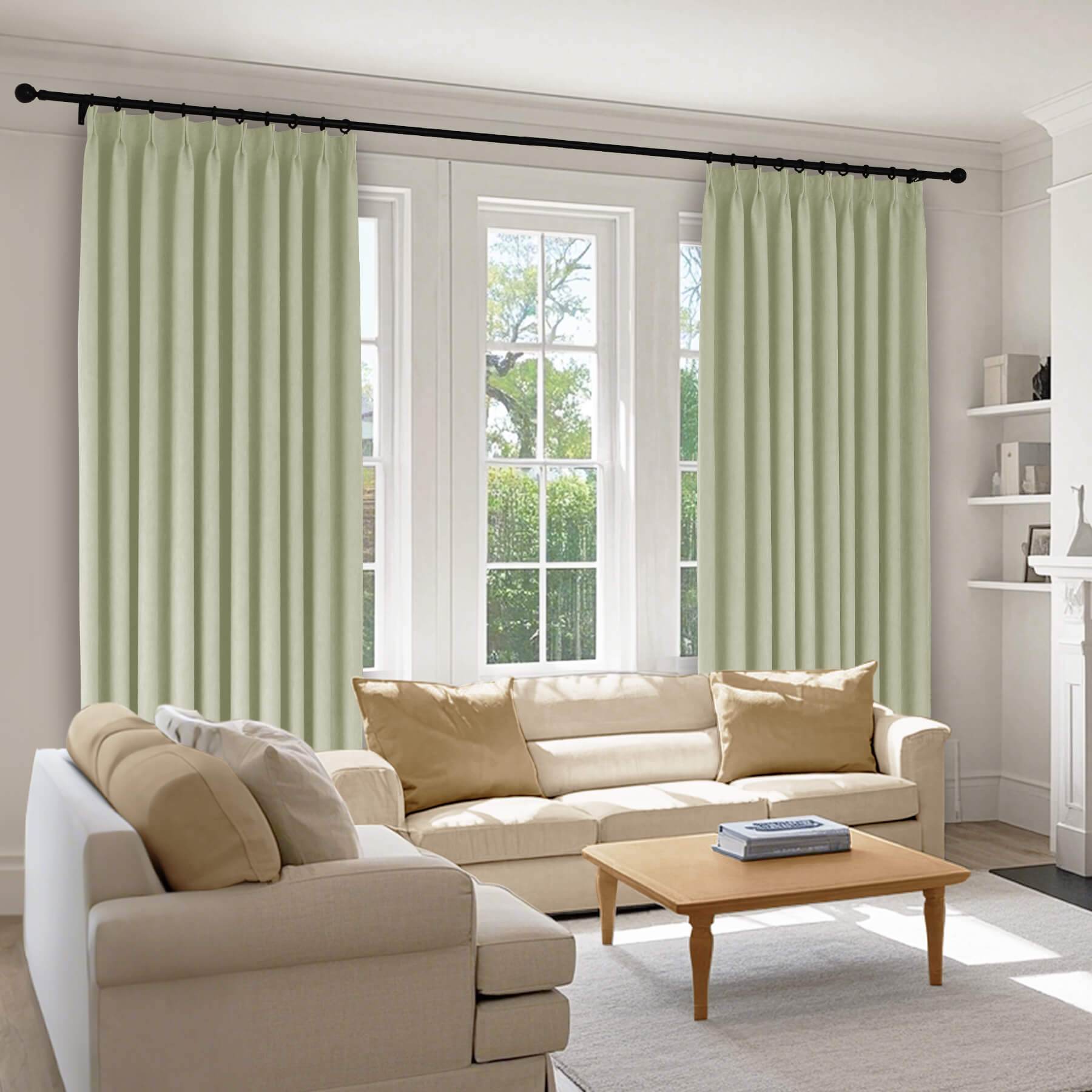 1041 100% Blackout Soft Chenille Linen Blend Curtain Pinch Pleat - Cololeaf -- #1 White