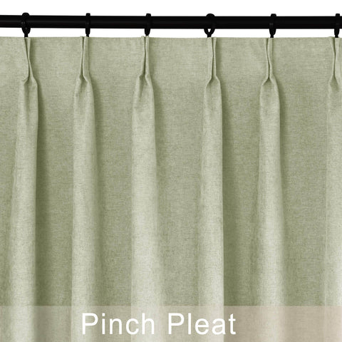 1041 100% Blackout Soft Chenille Linen Blend Curtain Pinch Pleat - Cololeaf -- #1 White