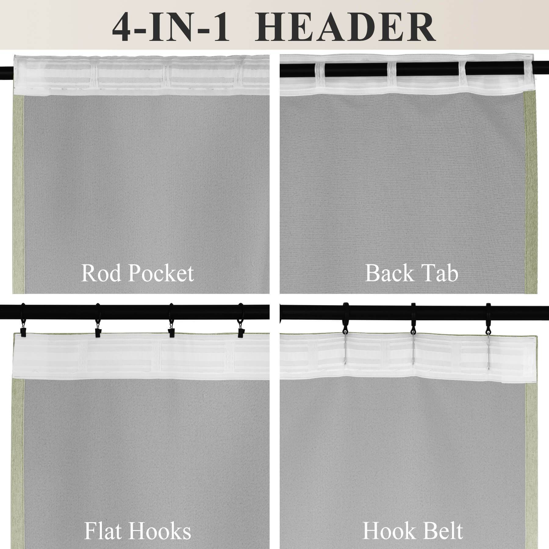 1041 100% Blackout Soft Chenille Linen Blend Curtain Grommet & 4 IN 1 - Cololeaf -- #1 White