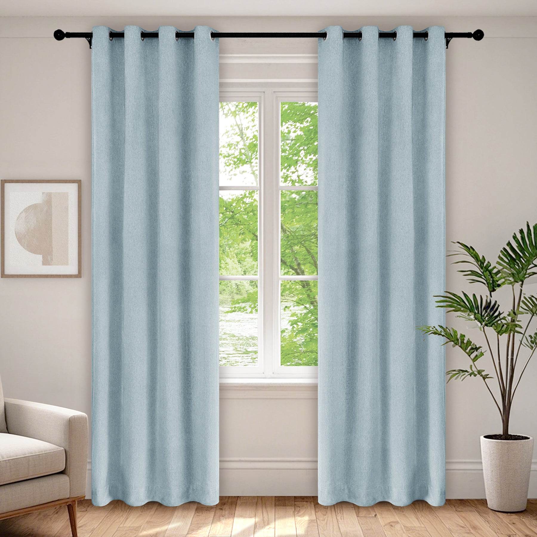 1041 100% Blackout Soft Chenille Linen Blend Curtain Grommet & 4 IN 1 - Cololeaf