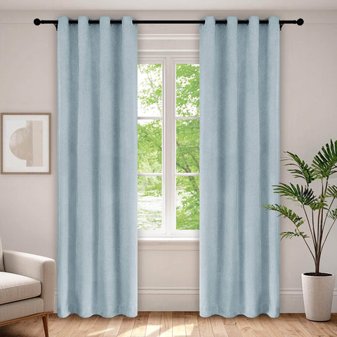 1041 100% Blackout Soft Chenille Linen Blend Curtain Grommet & 4 IN 1 - Cololeaf -- #1 White