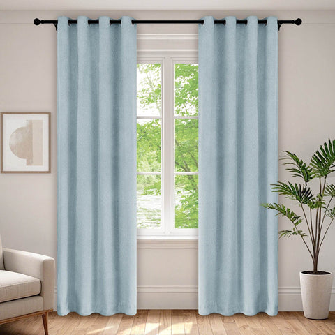 1041 100% Blackout Soft Chenille Linen Blend Curtain Grommet & 4 IN 1 - Cololeaf