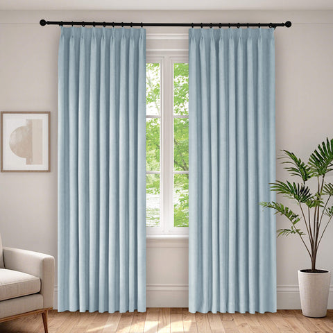 1041 100% Verdunkelungs-Soft-Chenille-Leinen-Mischvorhang mit Faltenband, 1 Schal