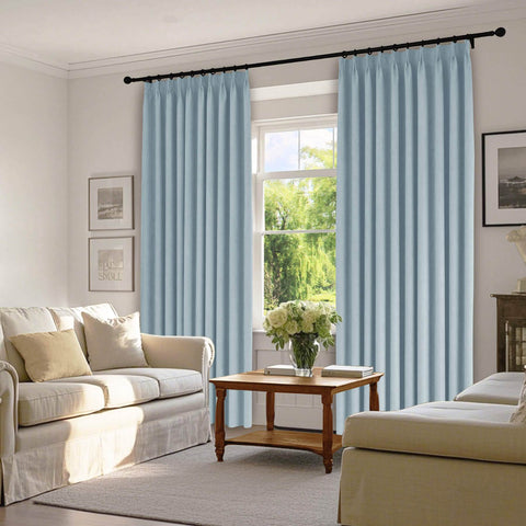 1041 100% Blackout Soft Chenille Linen Blend Curtain Pinch Pleat - Cololeaf -- #1 White