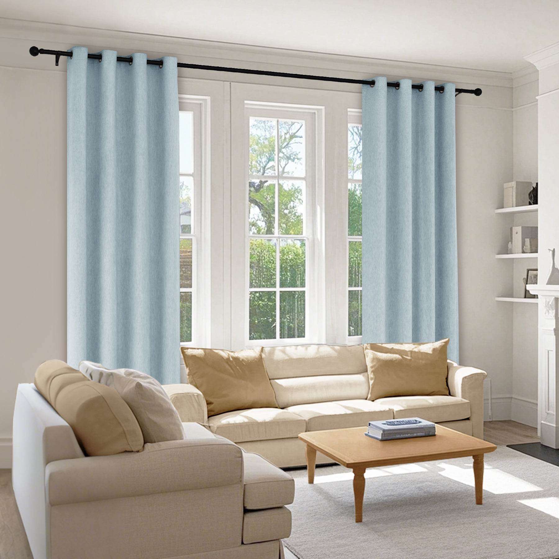 1041 100% Blackout Soft Chenille Linen Blend Curtain Grommet & 4 IN 1 - Cololeaf
