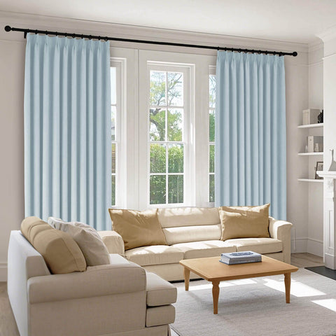1041 100% Blackout Soft Chenille Linen Blend Curtain Pinch Pleat - Cololeaf -- #1 White