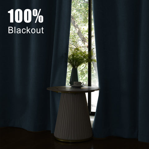 1041 100% Blackout Soft Chenille Linen Blend Curtain Grommet & 4 IN 1 (1 Panel)