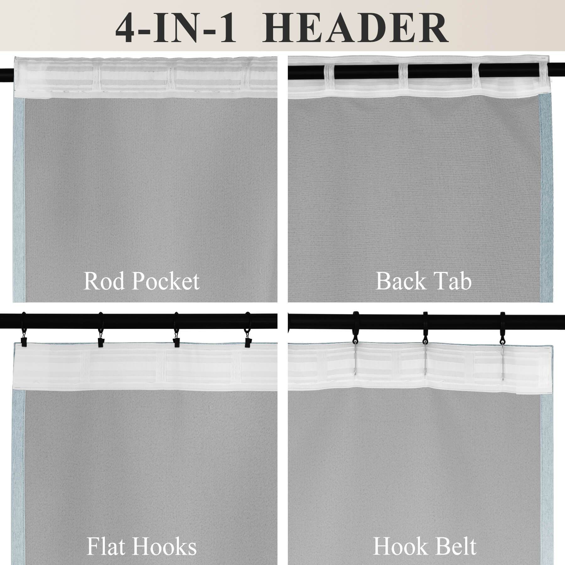 1041 100% Blackout Soft Chenille Linen Blend Curtain Grommet & 4 IN 1 - Cololeaf -- #1 White