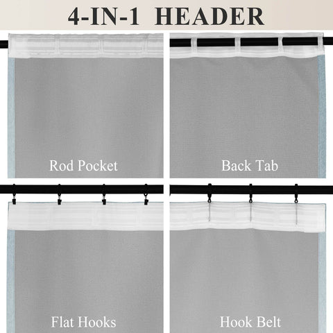 1041 100% Blackout Soft Chenille Linen Blend Curtain Grommet & 4 IN 1 - Cololeaf -- #1 White