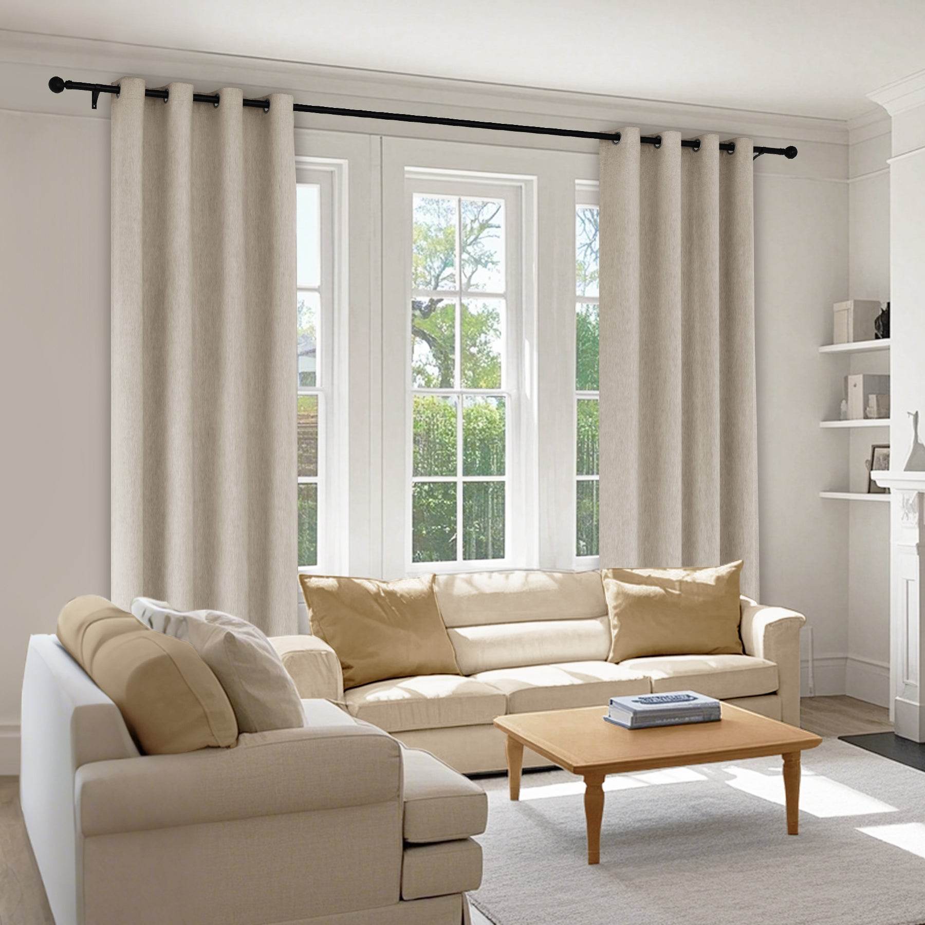 1041 100% Blackout Soft Chenille Linen Blend Curtain Grommet & 4 IN 1 - Cololeaf