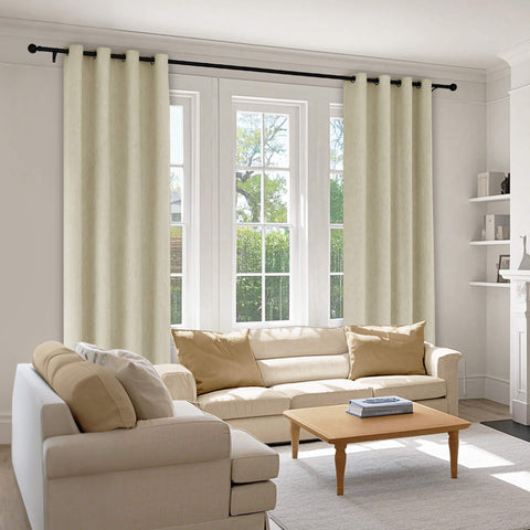 1041 100% Blackout Soft Chenille Linen Blend Curtain Grommet & 4 IN 1 (1 Panel)