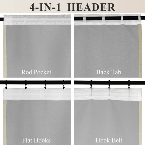 1041 100% Blackout Soft Chenille Linen Blend Curtain Grommet & 4 IN 1 (1 Panel)