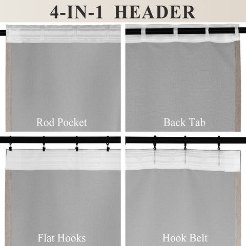 1041 100% Blackout Soft Chenille Linen Blend Curtain Grommet & 4 IN 1