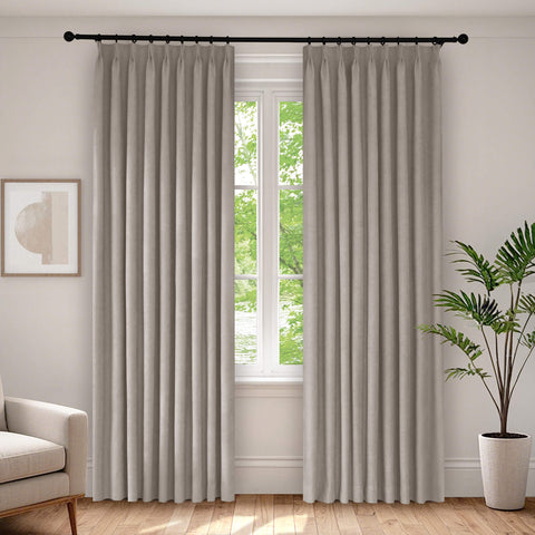 1041 100% Verdunkelungs-Soft-Chenille-Leinen-Mischvorhang mit Faltenband, 1 Schal