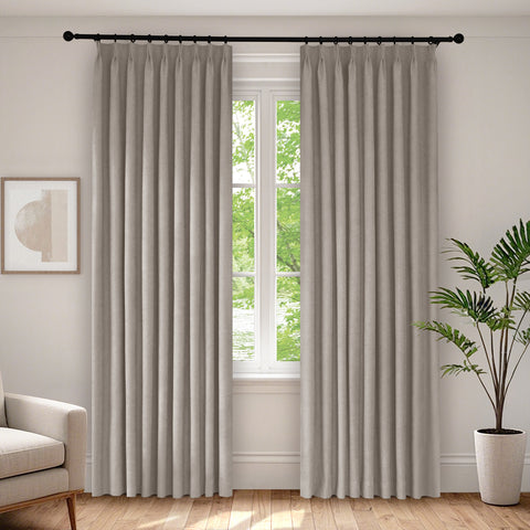 1041 100% Blackout Soft Chenille Linen Blend Curtain Pinch Pleat